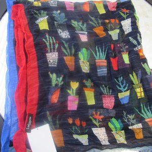 LARIOSETA COMO ALL OVER PLANTS PRINT SCARF